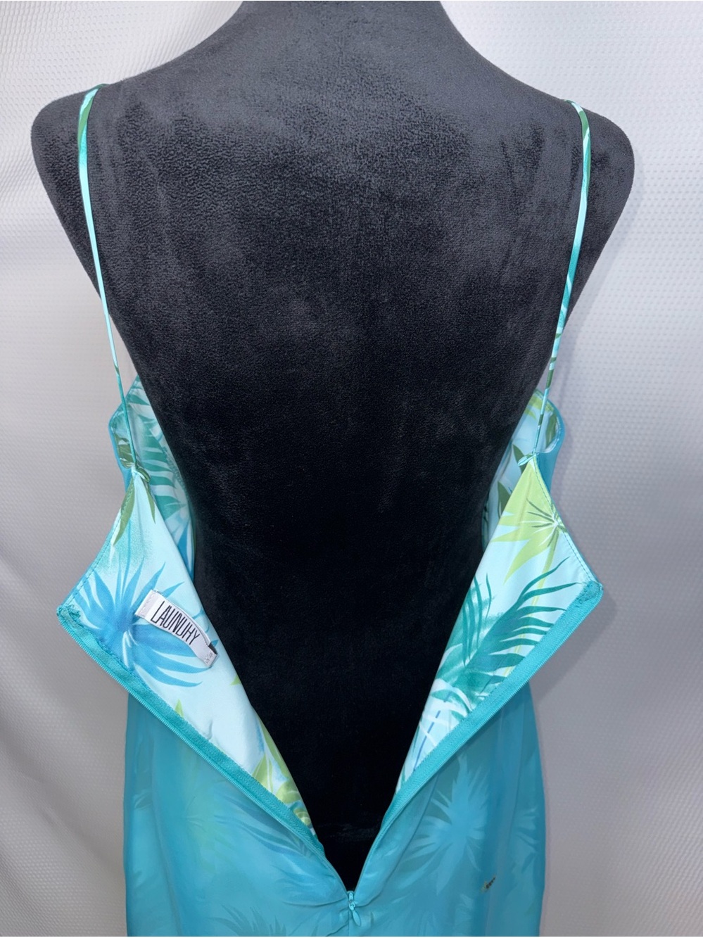 Laundry by Shelli Segal Dress Size 8 Turquoise Floral Sheer Overlay Rhinestone Y - Picture 6 of 16